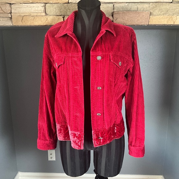 J. Jill Pink Oversized Corduroy Crushed Velvet Jean Jacket Preppy Layer Artsy S - Picture 2 of 11